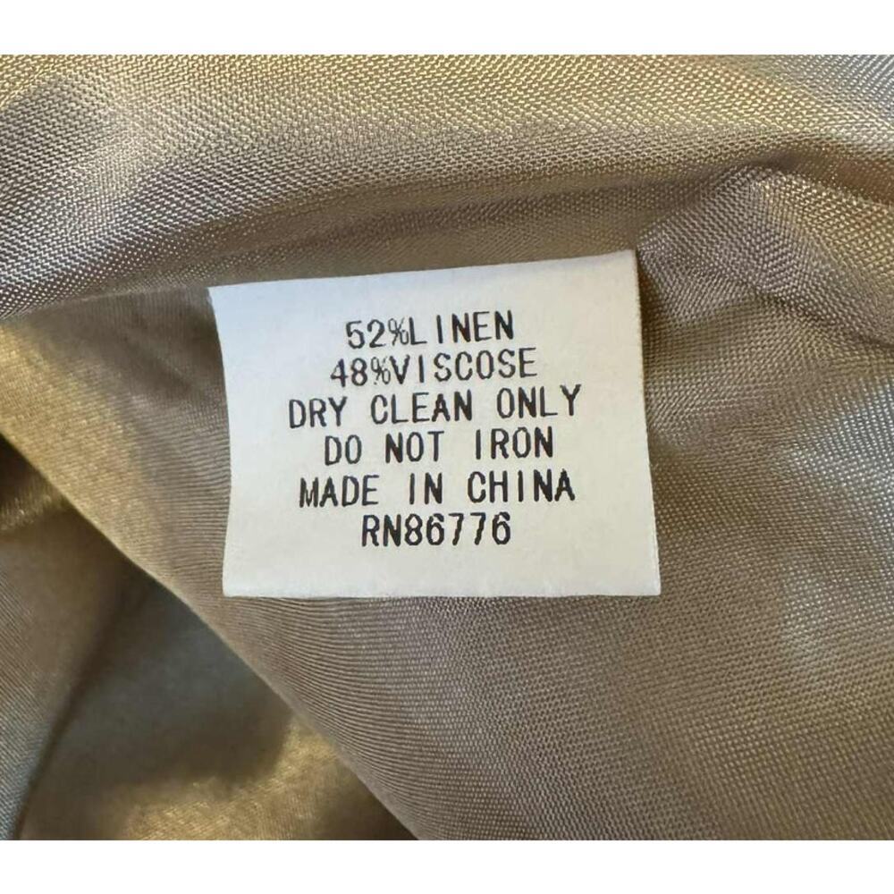 DUE PER DUE VINTAGE LINEN BEADED MIDI SKIRT SIZE 6 KHAKI - Picture 7 of 7